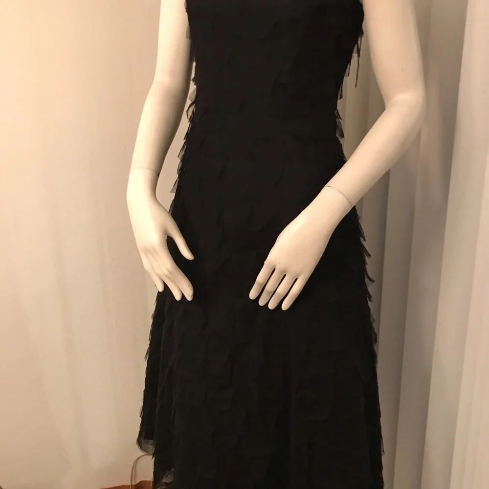 BCBG Maxazria black tulle layered Designer Dress - Picture 2 of 15